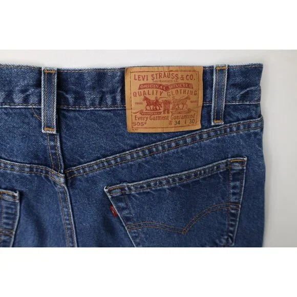 Vintage Y2K 2001 Levis 505 Mens 34x30 Faded Regular Straight Leg Jeans Blue USA